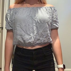 off the shoulder plaid top